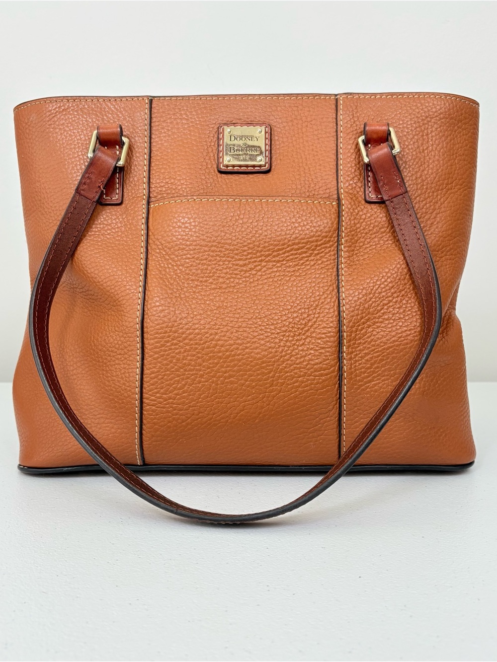 Dooney & Bourke Pebble Leather Tote in Cognac Brown